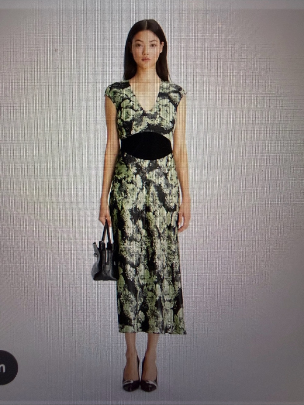 Tory burch printed U-neck dress in pixel green